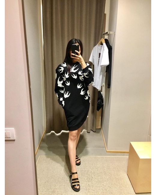 McQ Alexander McQueen Black Swallow Knitted Dress