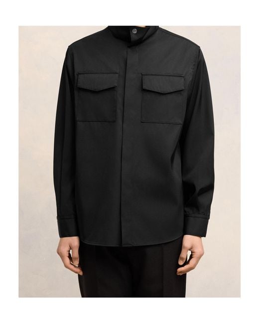 AMI Black High Collar Shirt for men