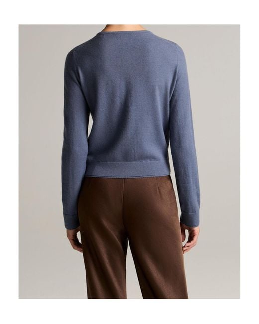 Vince Blue Scallop-Trim Wool Cashmere-Blend Cardigan