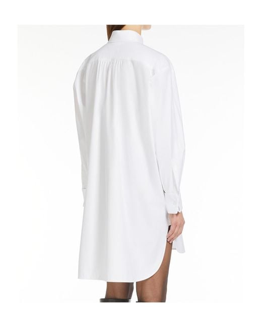 Max Mara White Collared Long-Sleeve Shirt Dress