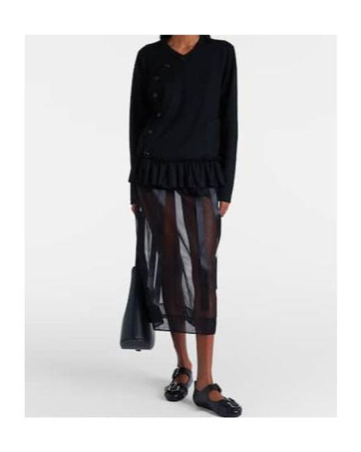 Comme des Garçons Black Ruffled Wool Top