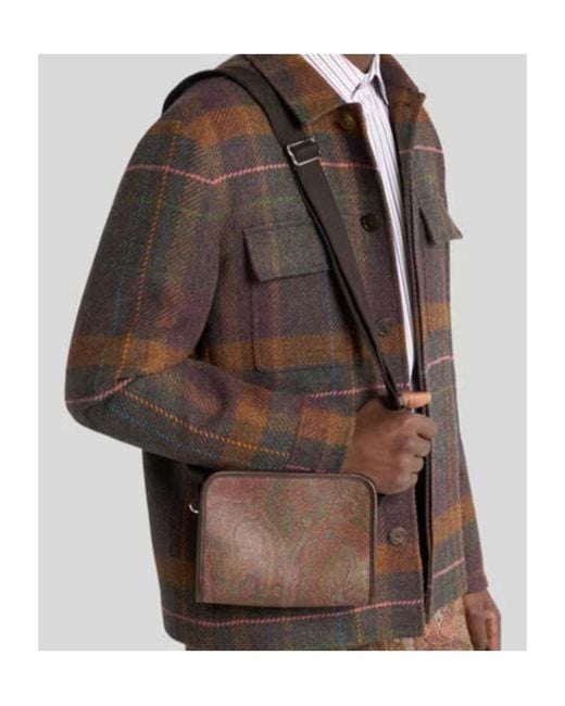 Etro Brown Small Arnica Paisley Messenger Bag for men