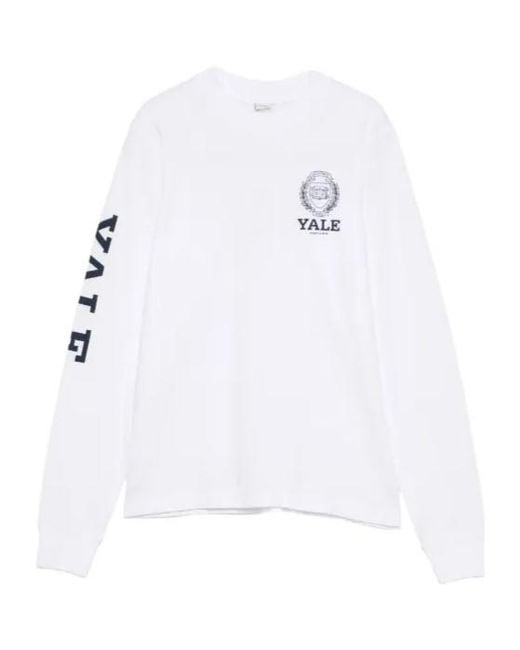 Sporty & Rich White Yale Long-Sleeve T-Shirt