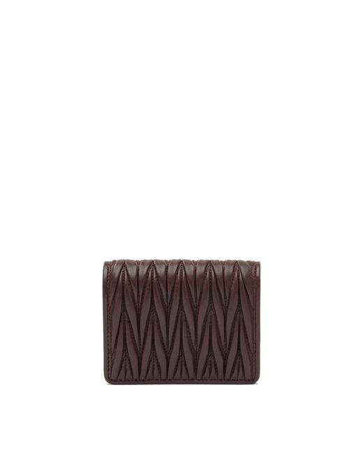 Miu Miu Purple Logo-Lettering Matelassé Bi-Fold Wallet