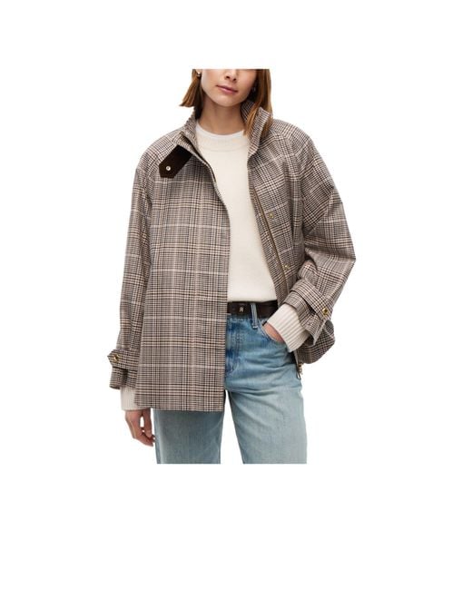 Tommy Hilfiger Gray Plaid Stand-Collar Short Jacket
