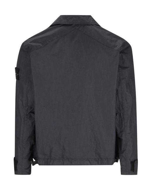 Stone Island Black Utility Zip-Pocket Jacket for men