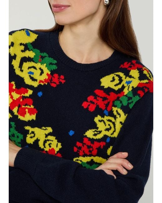 J.W. Anderson Blue Floral Wool Jumper