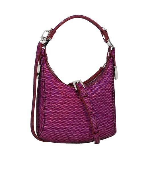 By Far Purple Cosmo Zipped Tote Bag