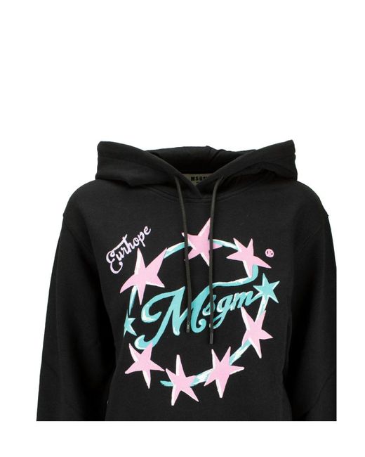 MSGM Black Logo-Print Hoodie