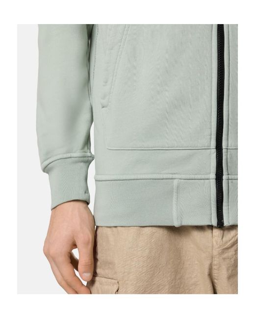 Stone Island Gray Logo Patch Zip-Up Hoodie for men