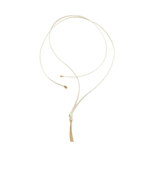 Bottega Veneta White Sardine Leather Necklace