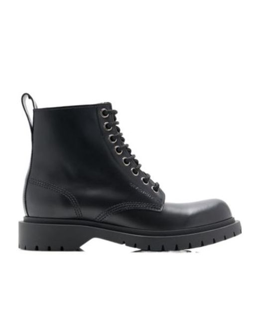 Givenchy Black Lace-Up Leather Biker Boots
