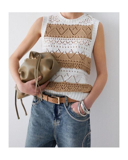 Liu Jo White Crochet Knit Top