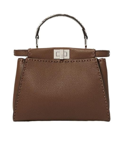 Fendi Brown Peekaboo Mini Tote Bag