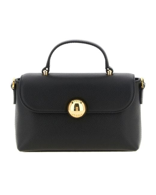 Furla Black Moonlight Grained Leather Tote Bag