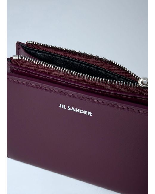 Jil Sander Purple Logo Printed Zipped Wallet