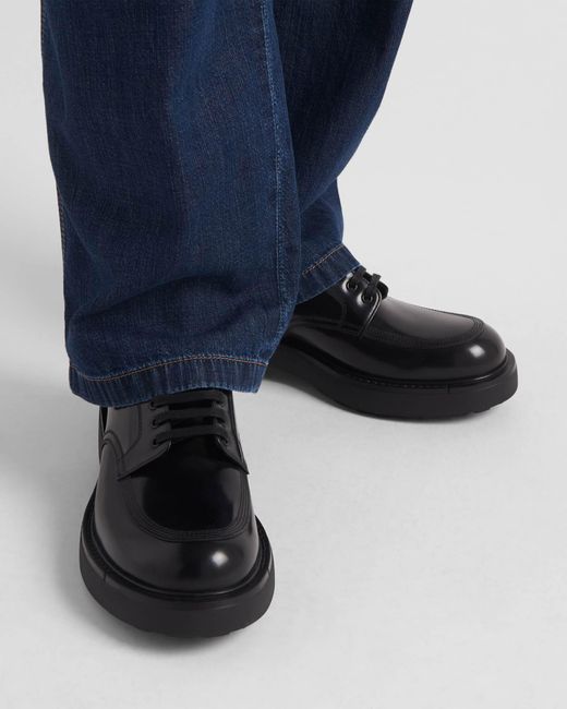 Prada Black Lace-Up Derby Shoes for men