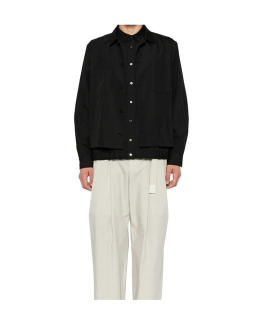 Sacai Black Layered Long-Sleeve Shirt for men