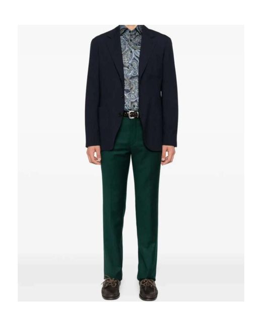Etro Green Button Trousers for men