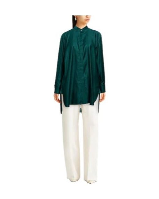 Max Mara Green Loose Solid-Color Shirt