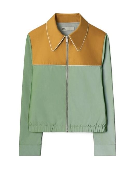 Tory Burch Green Reflective Zipped Jacket