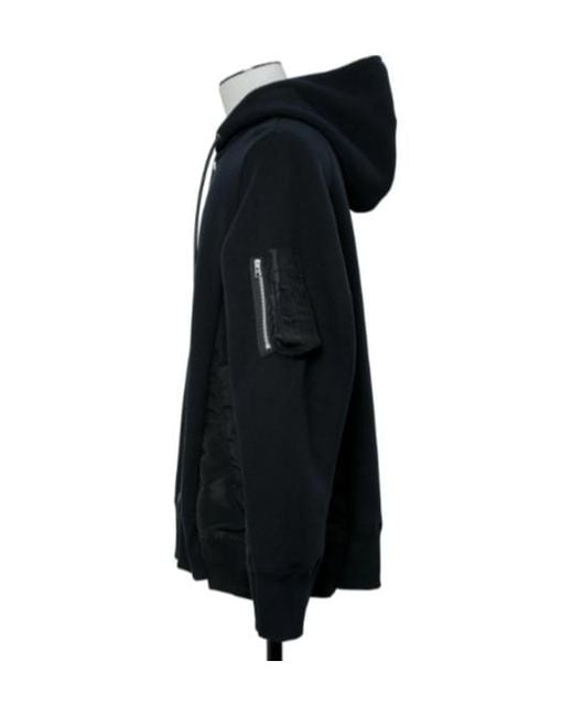 Sacai Blue Sponge Sweat Twill Hoodie for men