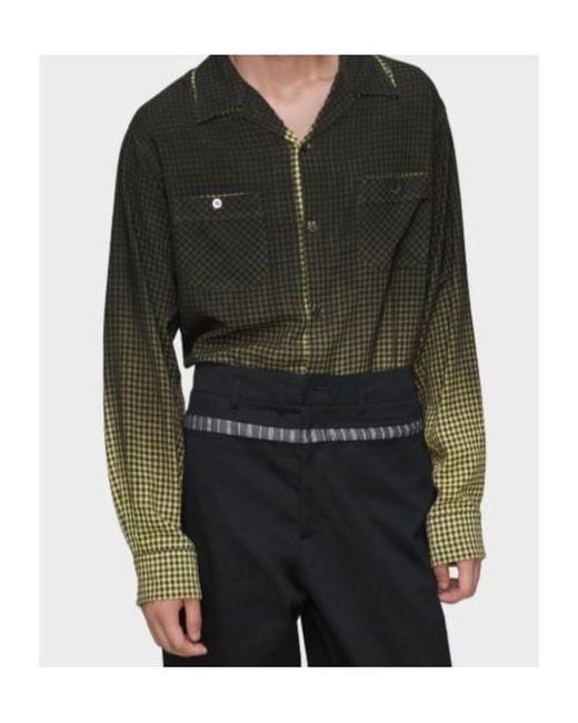 Maison Margiela Green Gradient Check Shirt for men