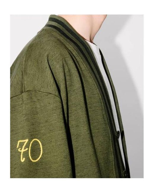 KENZO Green Paris Chainstitch Embroidered Cardigan for men