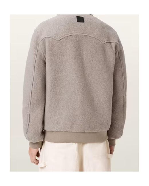 AllSaints Gray Royce Logo Wool Jacket for men