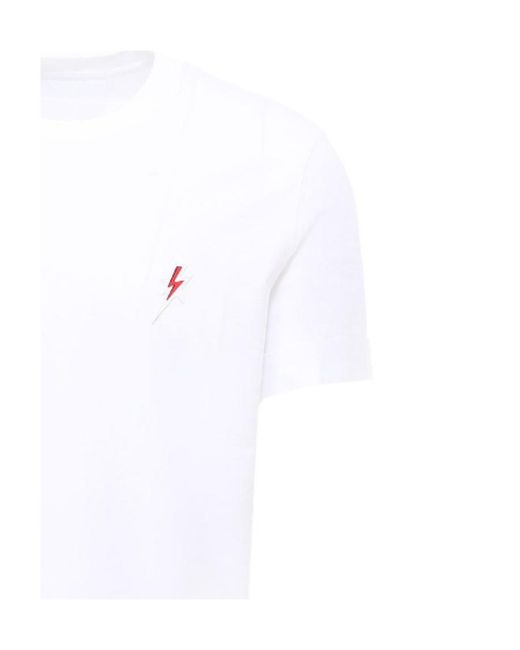 Neil Barrett White Lightning Pattern T-Shirt for men