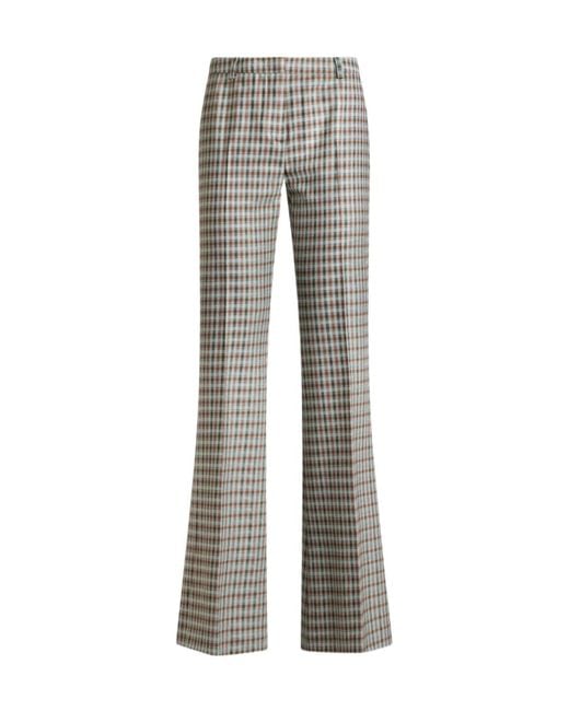 Etro Gray Wool-Blend Gingham Trousers
