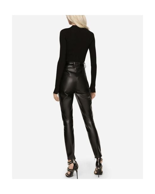 Dolce & Gabbana Black Ribbed Knit Bustier Sweater
