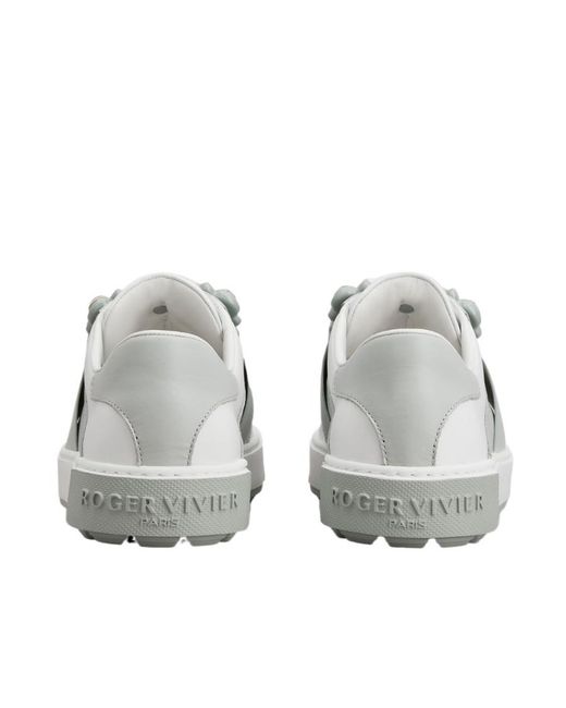 Roger Vivier White Very Vivier Strass Buckle Sneakers