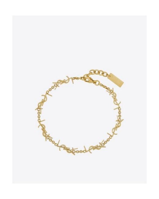 Saint Laurent Metallic Cassandre Chained Bracelet