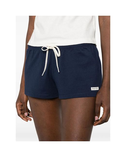 Sporty & Rich Blue Drawstring Shorts