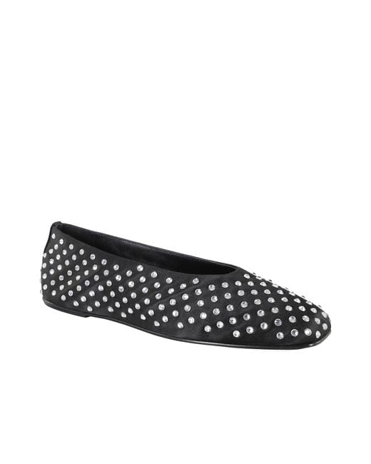 Magda Butrym Black Embellished Satin Ballet Flats