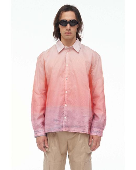 Bonsai Pink Gradient-Effect Cotton Shirt for men