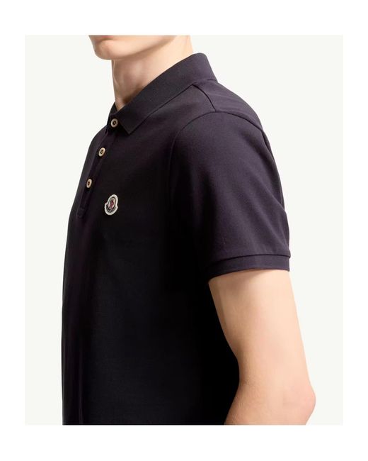 Moncler Black Logo Patch Short-Sleeved Polo Shirt for men