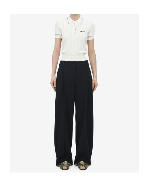 McQueen White Logo Embroidered Knitted Polo Shirt