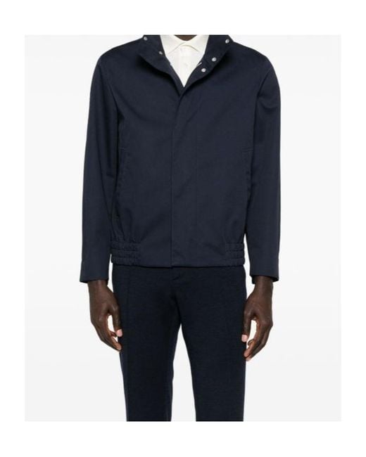 Lardini Blue Elasticated-Hem Bomber Jacket for men