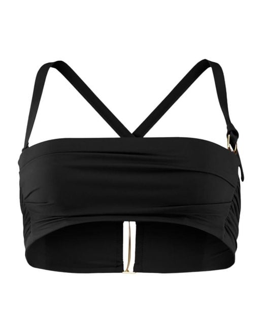 Jacquemus Black Cross-Back Draped Bikini Top
