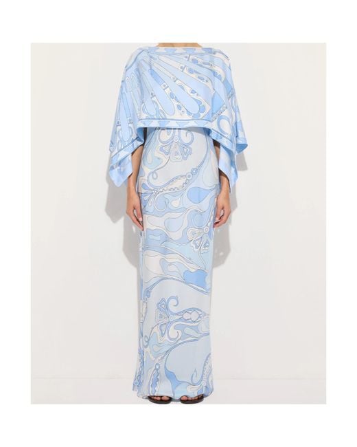 Emilio Pucci Blue Pucci Printed Strapless Maxi Dress