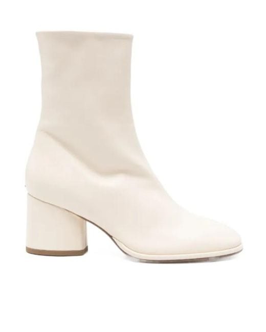 Aeyde White Ayla Round-Toe Boots