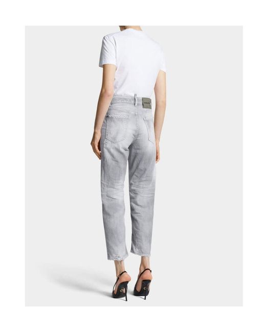 DSquared² Gray Brushed Wash Distressed Boston Jeans