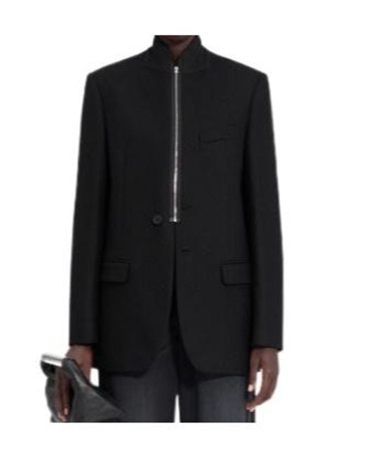 MM6 by Maison Margiela Black Long Sleeve Zip-Front Blazer