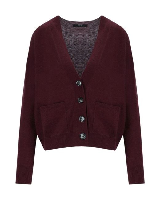 Weekend by Maxmara Purple Unito V-Neck Knitted Cardigan