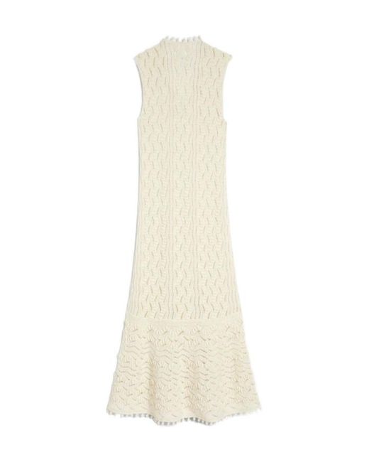 Jil Sander White V-Neck Sleeveless Knitted Dress