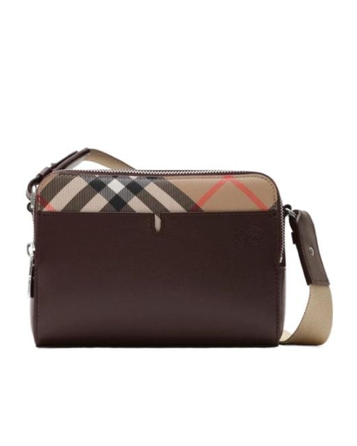 Burberry Brown Pop Check Webbing Strap Shoulder Bag for men