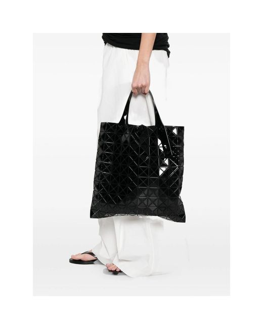Issey Miyake Black Geometric Patterned Top Handle Bag