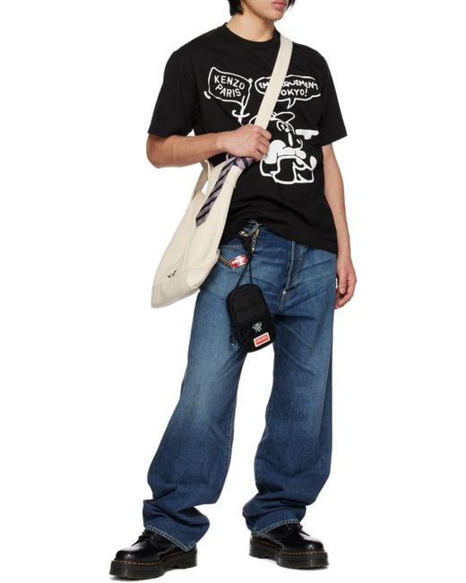 KENZO White Logo Patch Hook-Fastened Top Handle Bag